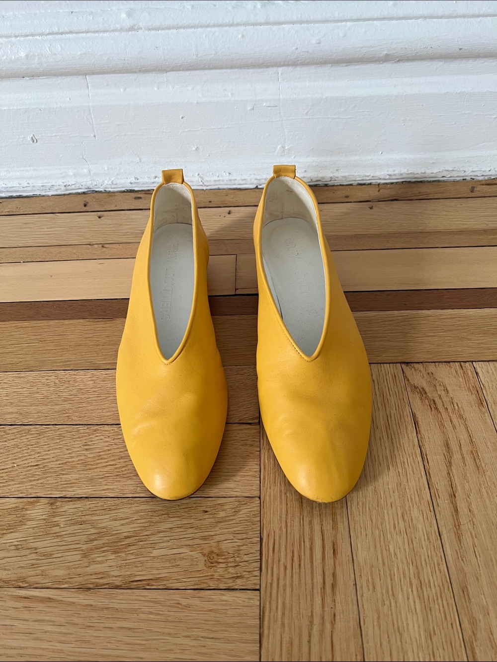 Gray Matters Yellow Leather Slip-On Flat Women’s Shoes